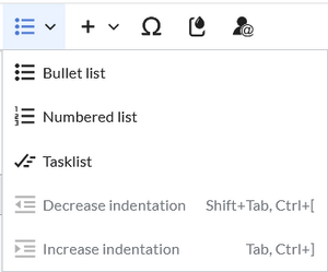 The following additional options are available in the structure menu