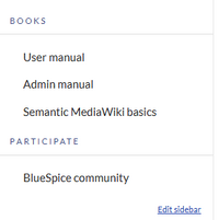 menu items and activated edit link of the main navigation