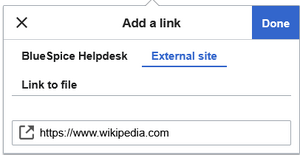 External link tab with link to wikipedia.org