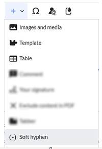 visual editor insert menu