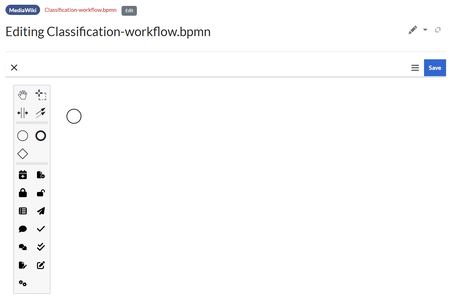 new workflow diagram in edit modewith only a start event