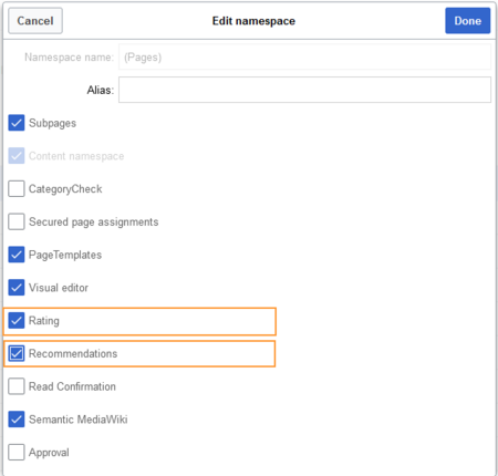 Namespace manager settings