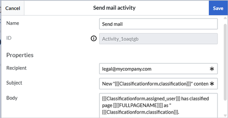 dialog with the sendmail configuration example