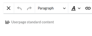 Template tag for "Userpage standard content" shown in visual editing mode