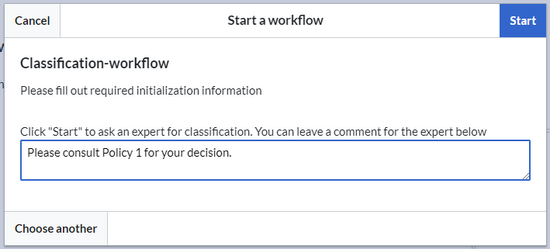 Worfklow initiation form