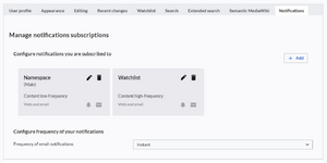 Defautl notifications subscriptions in the user preferences