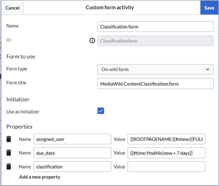 custom form dialog with configuration example